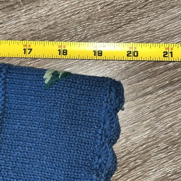 Capacity Woman Blue Embroidery Floral Rose Button Petite Medium Cardigan Sweater - Picture 14 of 15